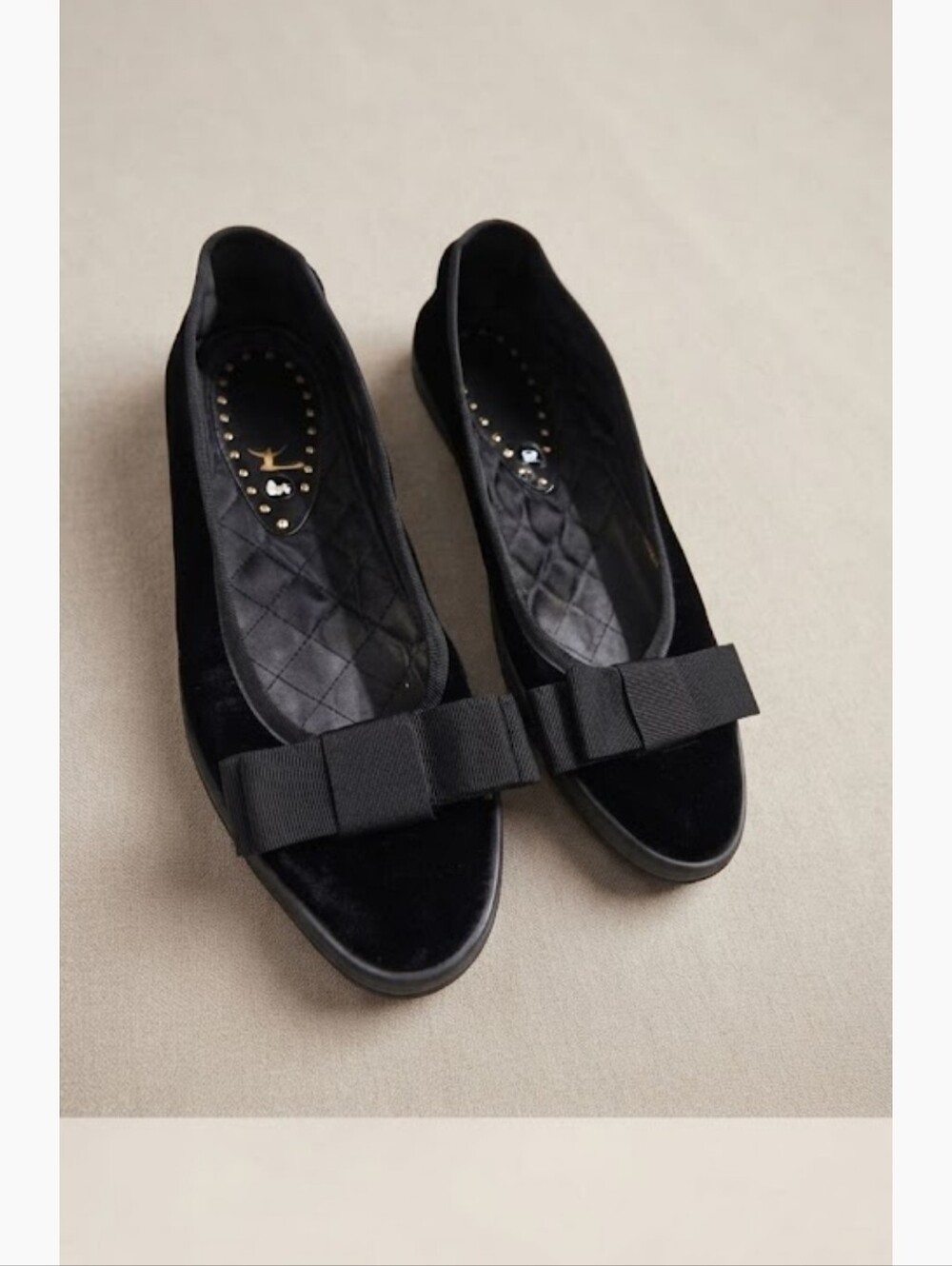 Vintage YSL black velvet slip-on ballet Bow flats rounded toe Size 38 USA 7.5 - Picture 3 of 10